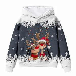 Різдвяний Світшот для дітей з капюшоном Голова оленя synthetic.ua - Фото 1