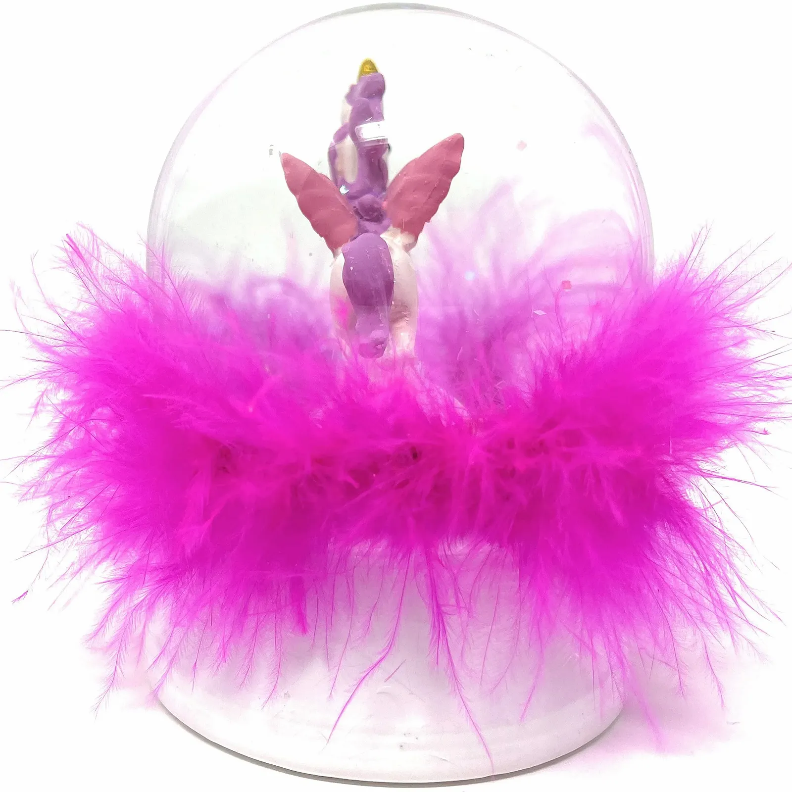 Снігова куля Unicorn з блискітками, високоякісна скляна куля-шейкер, декоративна фігурка Unicorn з LED-підсвіткою, блискітками та пір'ям, фото №7