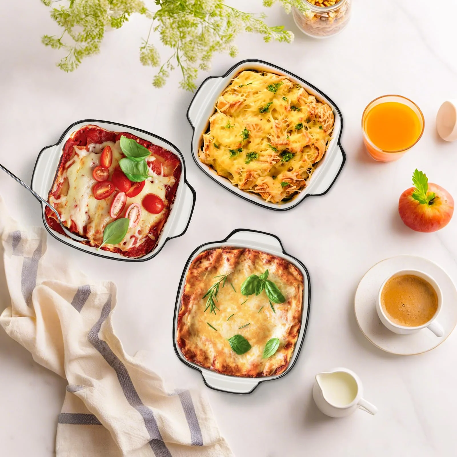 Набір форм для запікання 400 мл 3 шт. кераміка з ручками, фото №7