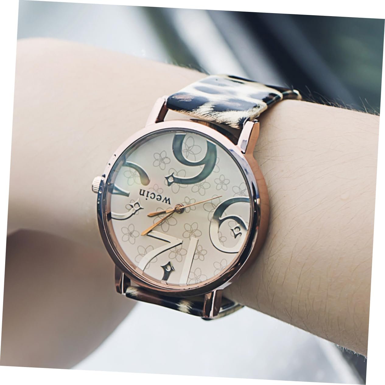 Жіночий годинник Круглий OATIPHO Кварцовий годинник Леопардовий, фото №6