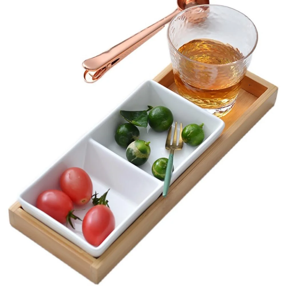 Керамическая тарелка JIHUOO с 2 отделениями Миска для соуса, фото №5 Керамическая тарелка JIHUOO с 2 отделениями Миска для соуса, фото №5