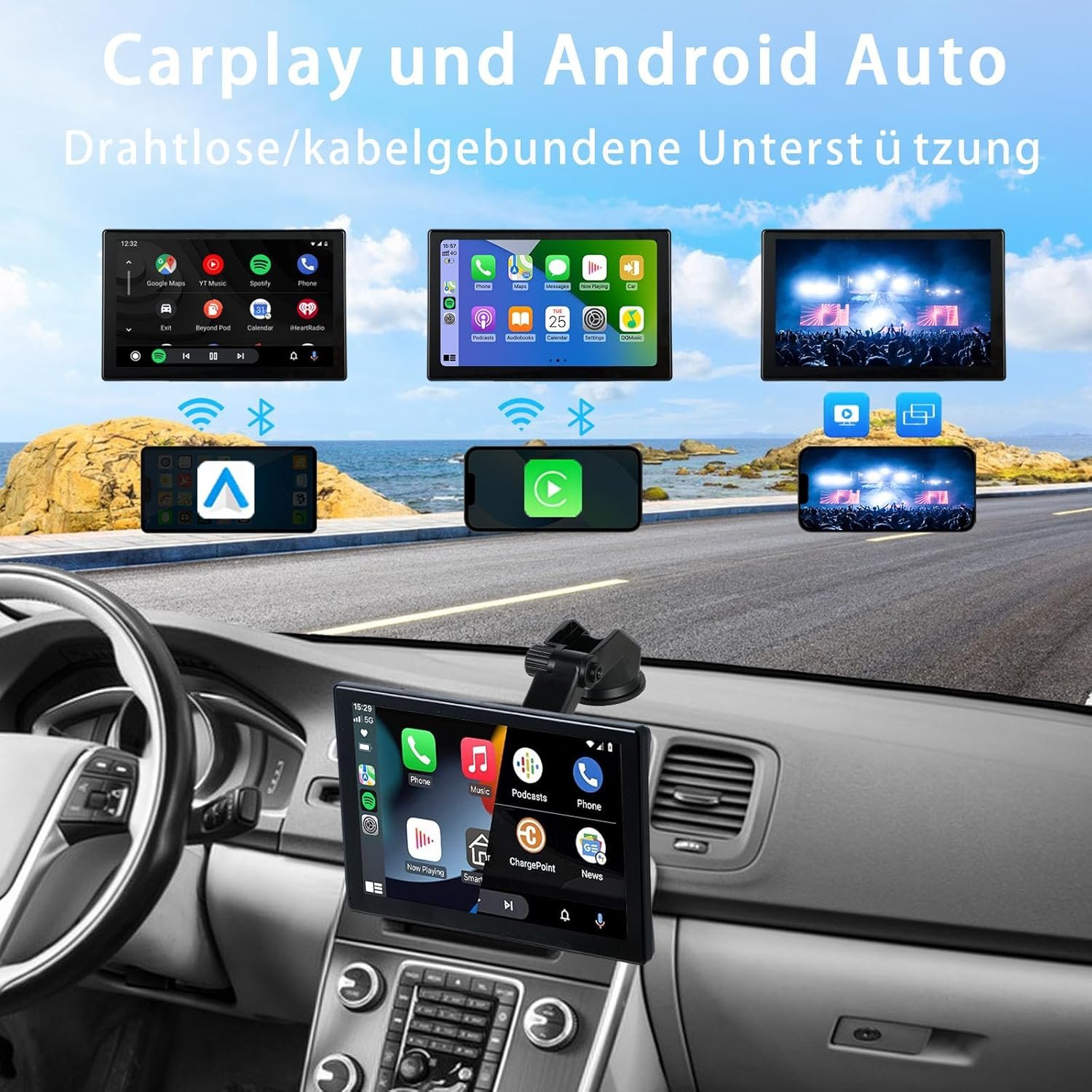 Сенсорний монітор 9" Plimpton L2 / CarPlay / Anroid Auto / Bluetooth / Wi-Fi / AUX / Чорний, фото №2