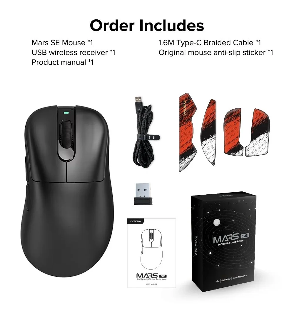 Ігрова мишка KYSONA Mars SE Black PAW3311 24000DPI 1000Гц, фото №15