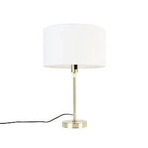 Настільна лампа Qazqa Parte Gold Brass Adjustable 35 см Білий - Фото 1