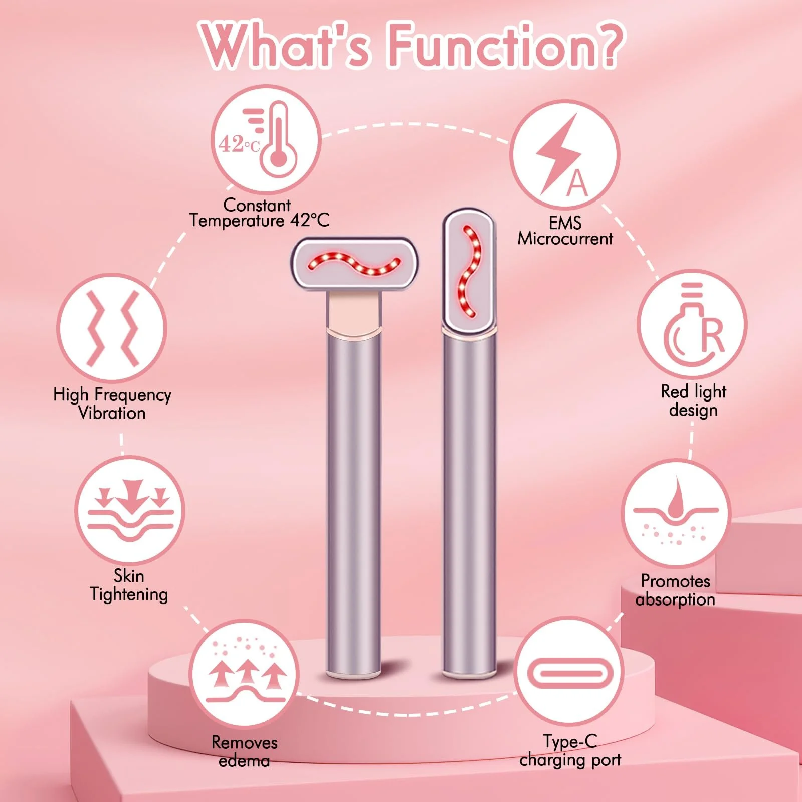 Масажер для обличчя MDIBZCA 4-в-1 EMS для підтяжки шкіри, фото №2