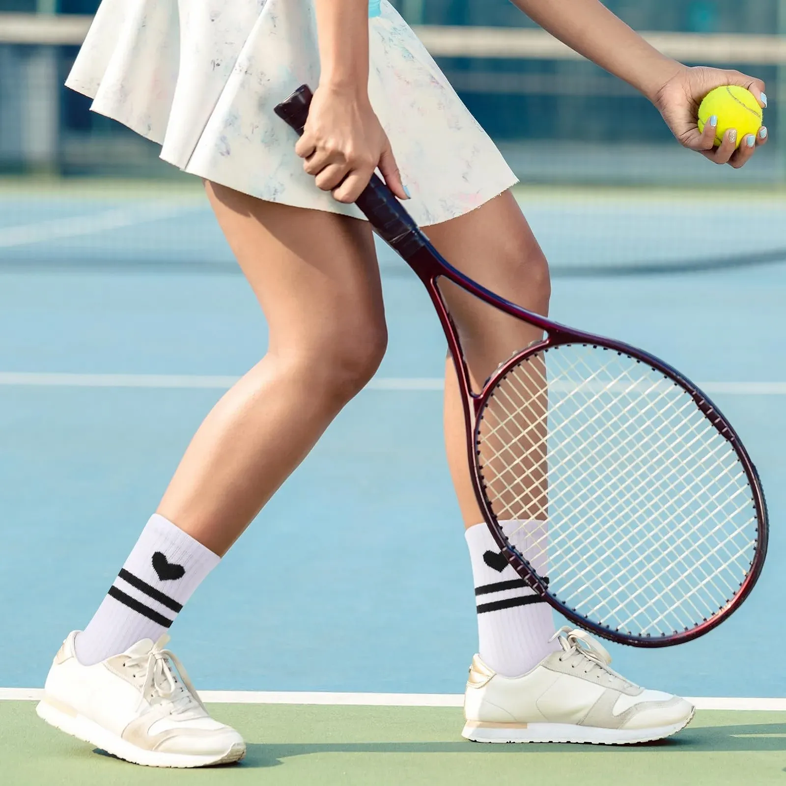 Шкарпетки тенісні з сердечками для жінок, спортивні, розмір 39-42, фото №5