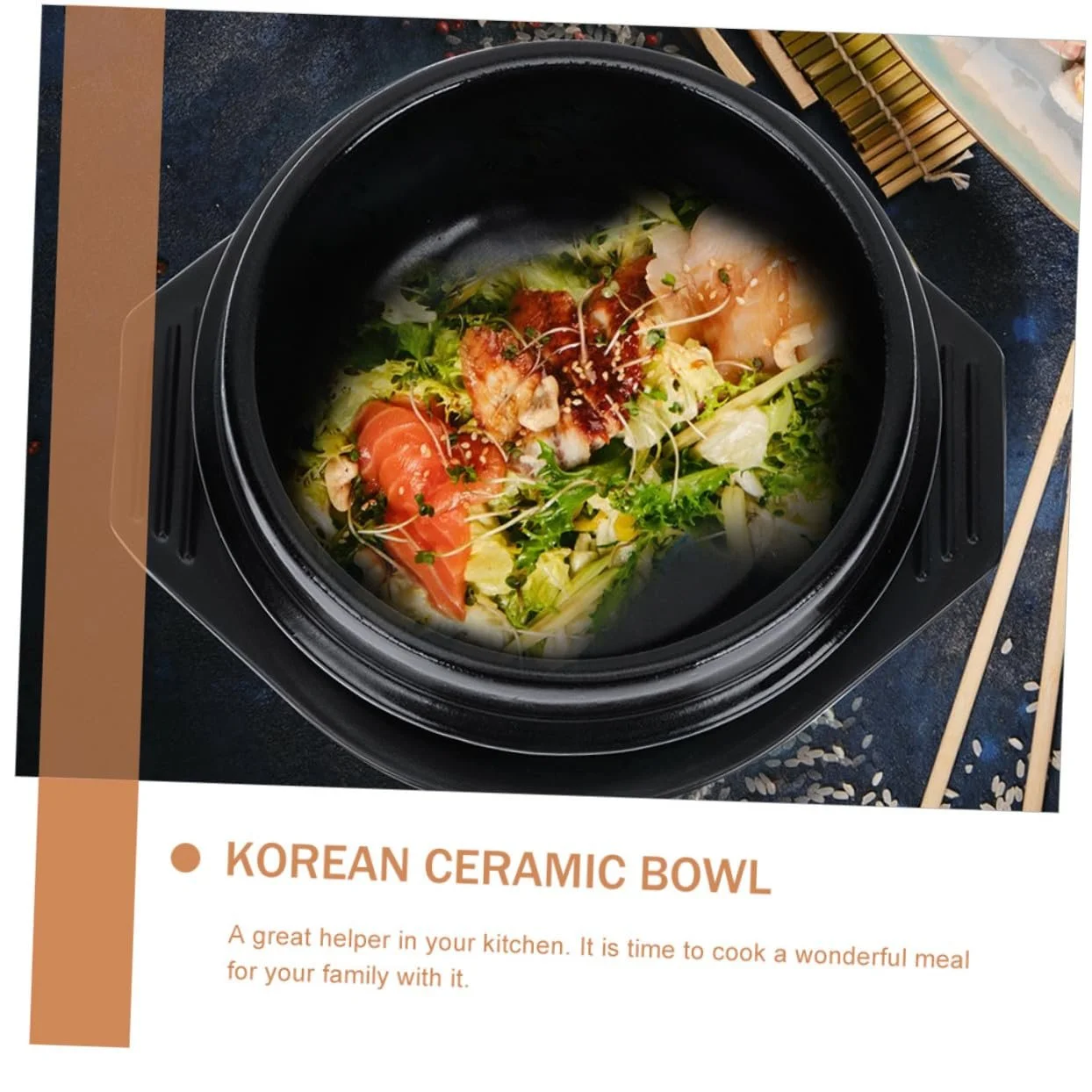 Кастрюля для бибимбап керамическая с подставкой термостойкая с двойной ручкой, фото №9 Кастрюля для бибимбап керамическая с подставкой термостойкая с двойной ручкой, фото №9