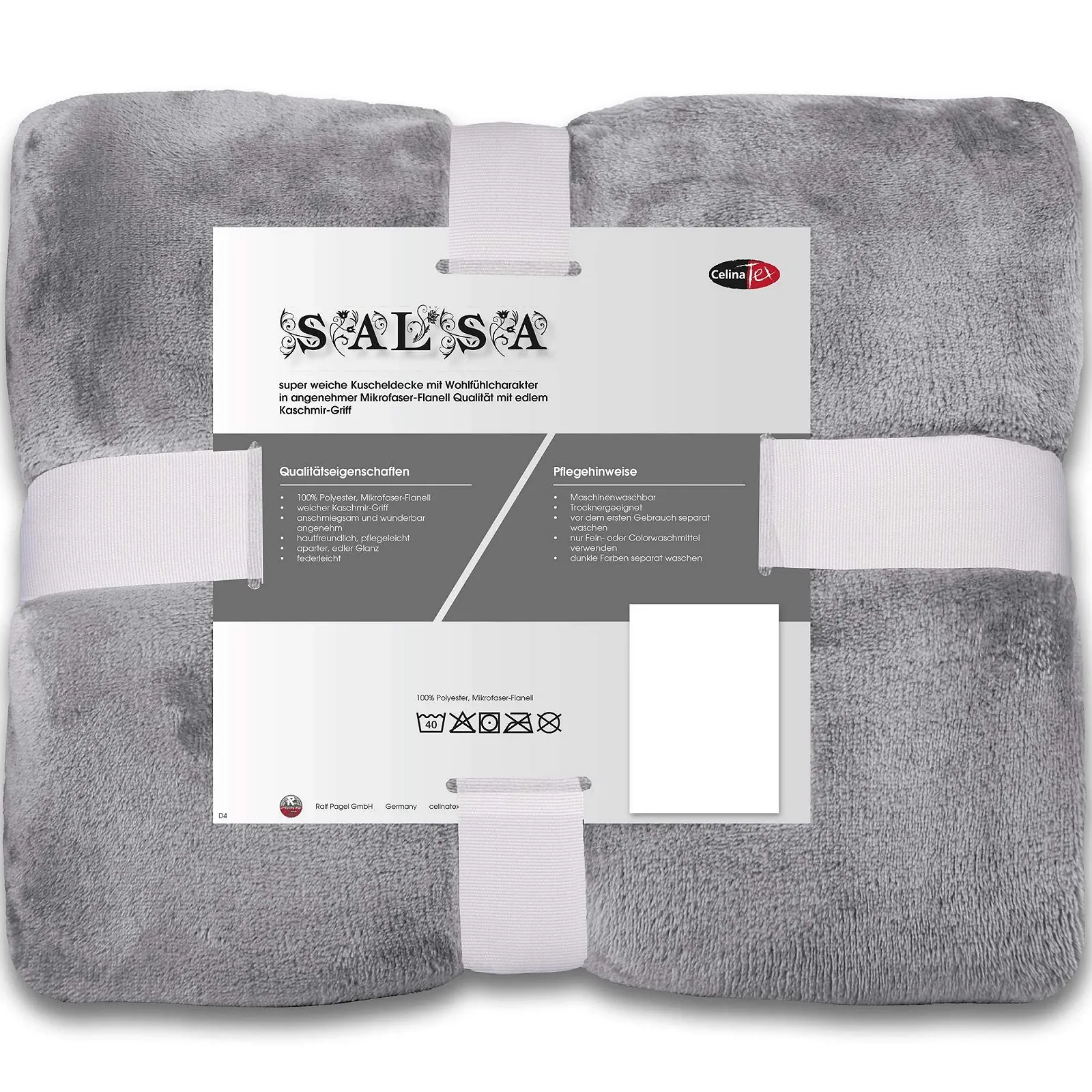 Покривало CelinaTex Salsa, 150 x 200 см, сріблясто-сіра Покривало з мікрофібри з кашеміровим дотиком, покривало, фото №3