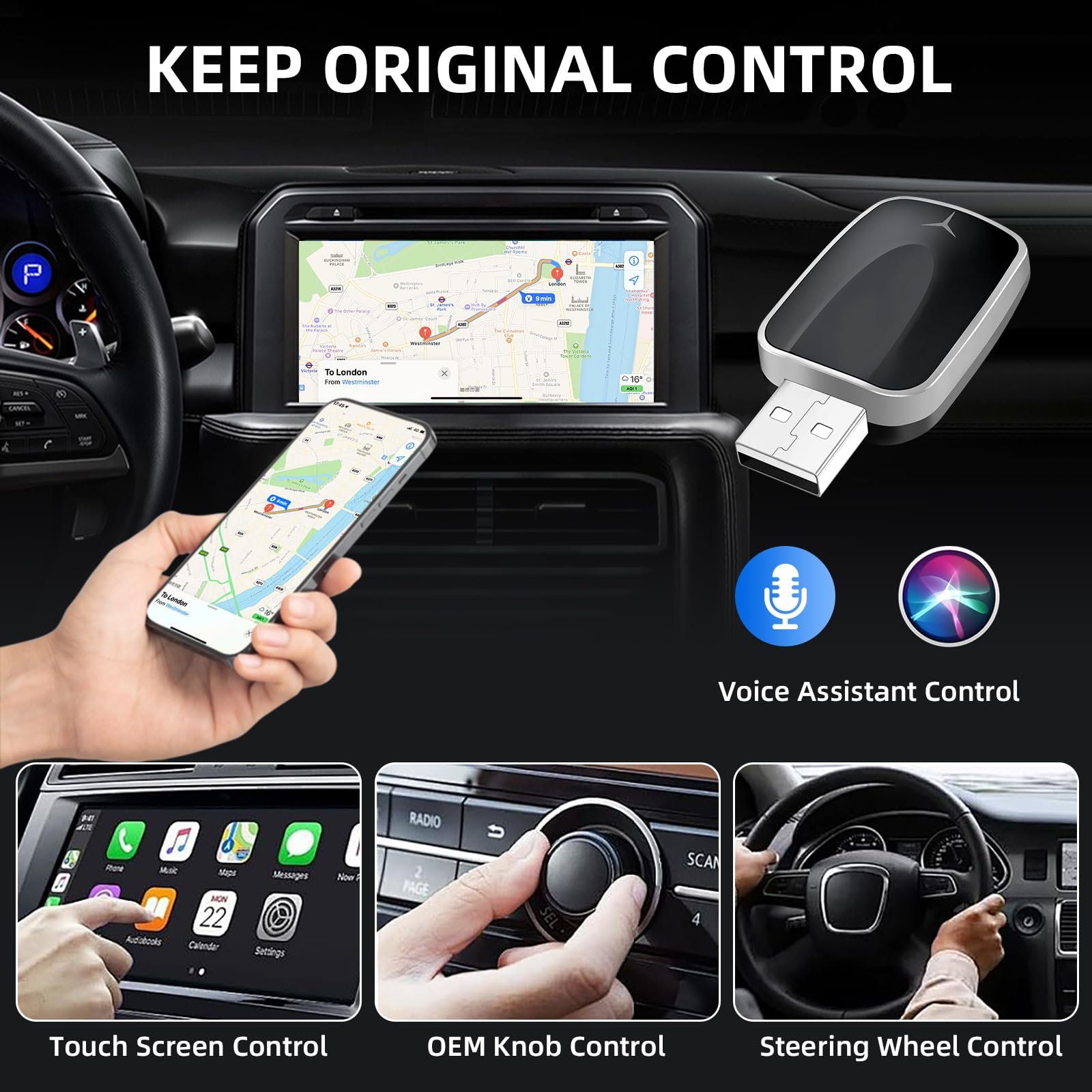 Беспроводной адаптер CarPlay Android Auto 2в1 Joceixx Unidirektional Ende-075, фото №6