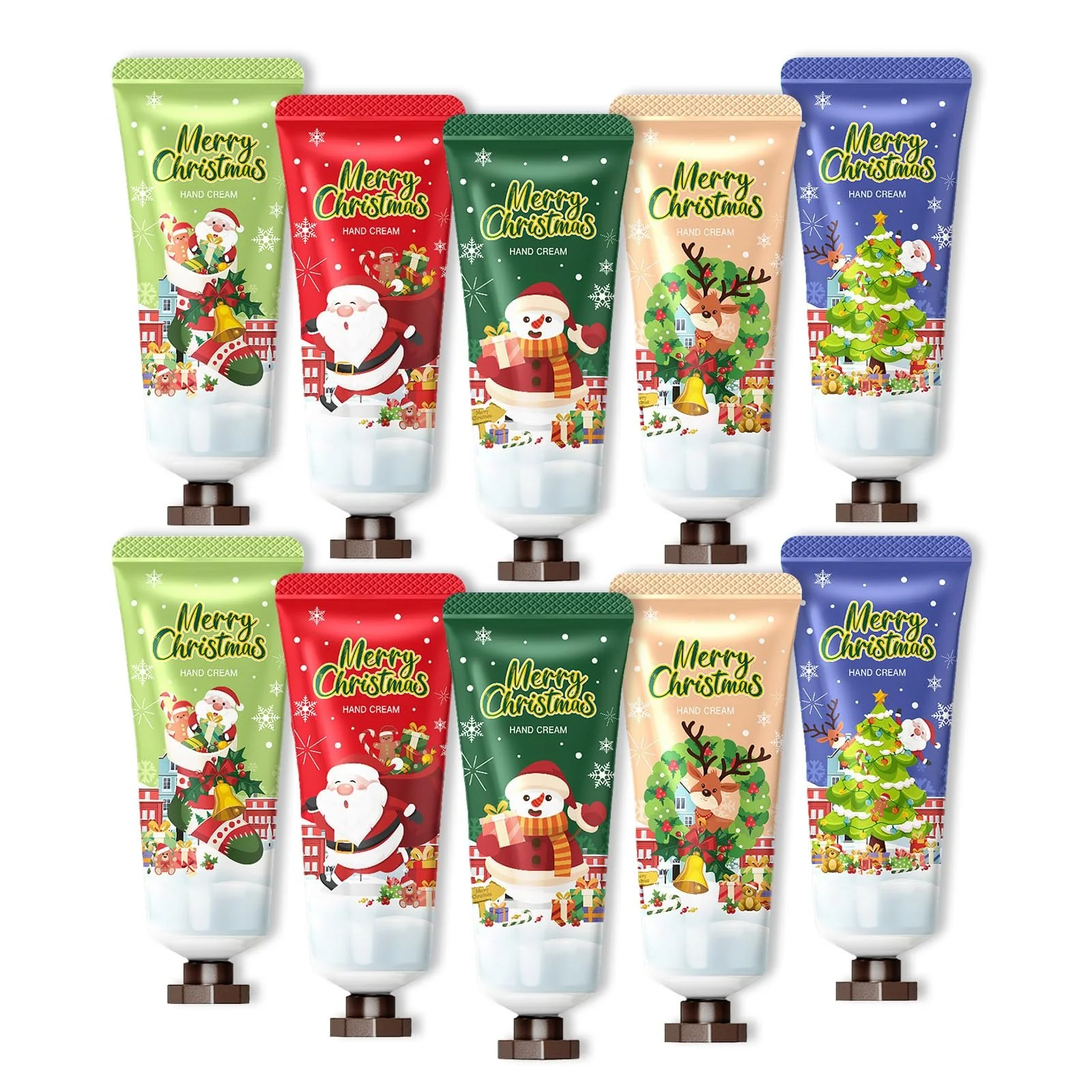 Крем для рук Рождественский Набор 10 шт Увлажняющий крем для рук Мини-формат Парфюмированный крем для рук Зимний крем для сухой потрескавшейся кожи рук, фото №1
