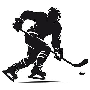 Наклейка на стіну GRAZDesign Хокеїст із шайбою 57 x 50 см Чорна synthetic.ua - Фото 1