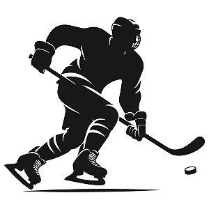 Наклейка на стіну GRAZDesign Хокеїст із шайбою 57 x 50 см Чорна synthetic.ua - Фото 1