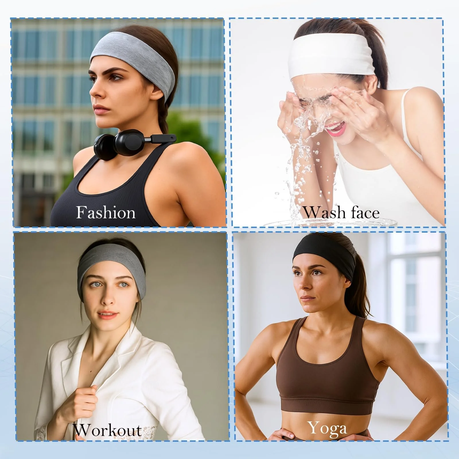 Спортивна пов'язка на голову Bewudy, набір 3 шт., бавовняна, фото №5
