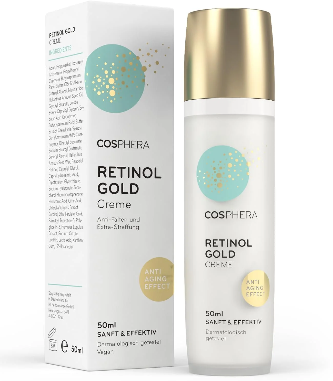 Крем для обличчя COSPHERA Retinol Cream проти зморшок з ретинолом, золотом та гіалуроновою кислотою Розкішний денний та нічний Веганський 50 мл, фото №1 Крем для обличчя COSPHERA Retinol Cream проти зморшок з ретинолом, золотом та гіалуроновою кислотою Розкішний денний та нічний Веганський 50 мл, фото №1
