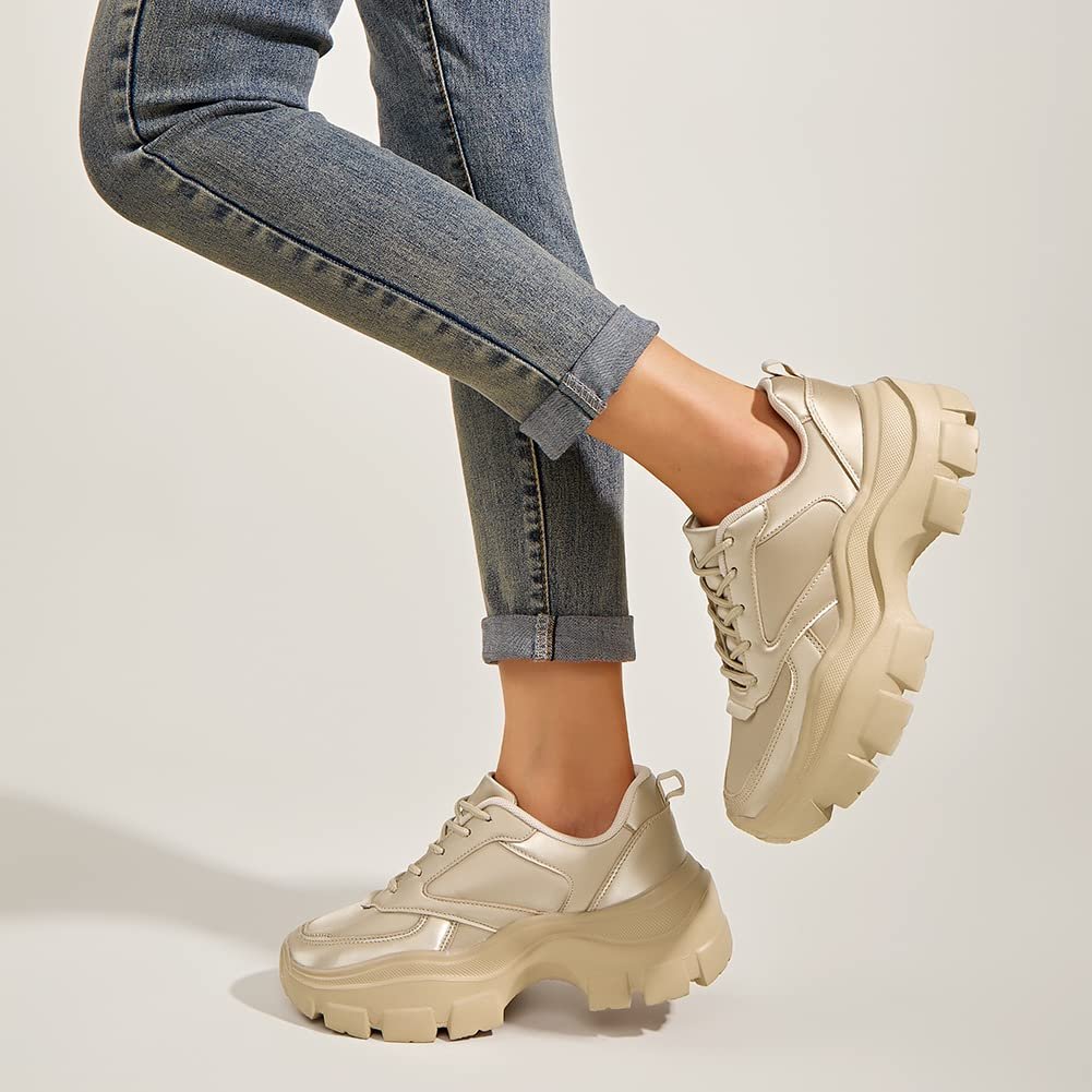 Кроссовки Lucky Step женские 90S Rhinestone на платформе - повседневные кроссовки на шнуровке, фото №6