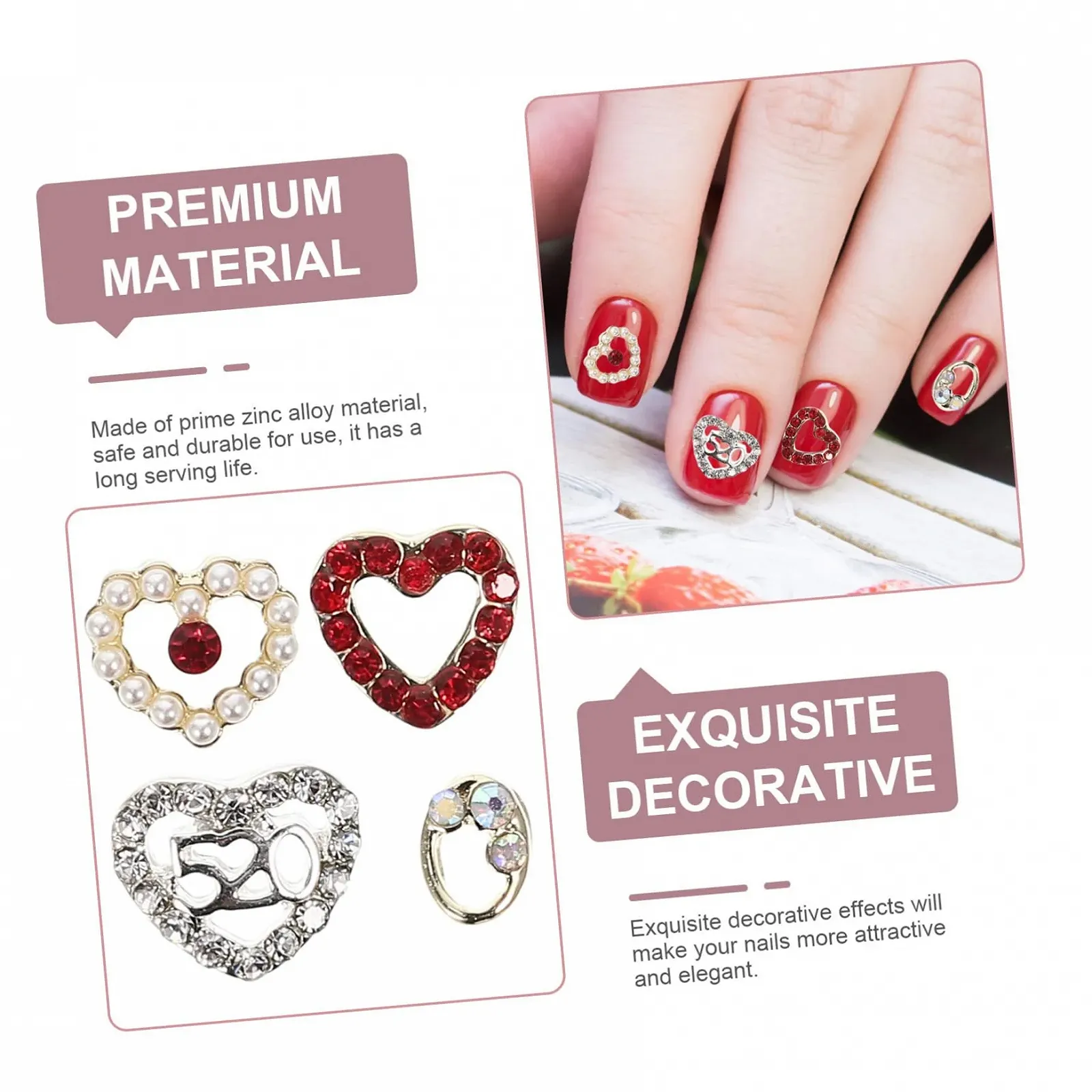 Украшения для ногтей ABOOFAN 80 шт Сердцевидные бриллианты для ногтей Галстук Сделай сам Цинковый сплав, фото №5 Украшения для ногтей ABOOFAN 80 шт Сердцевидные бриллианты для ногтей Галстук Сделай сам Цинковый сплав, фото №5