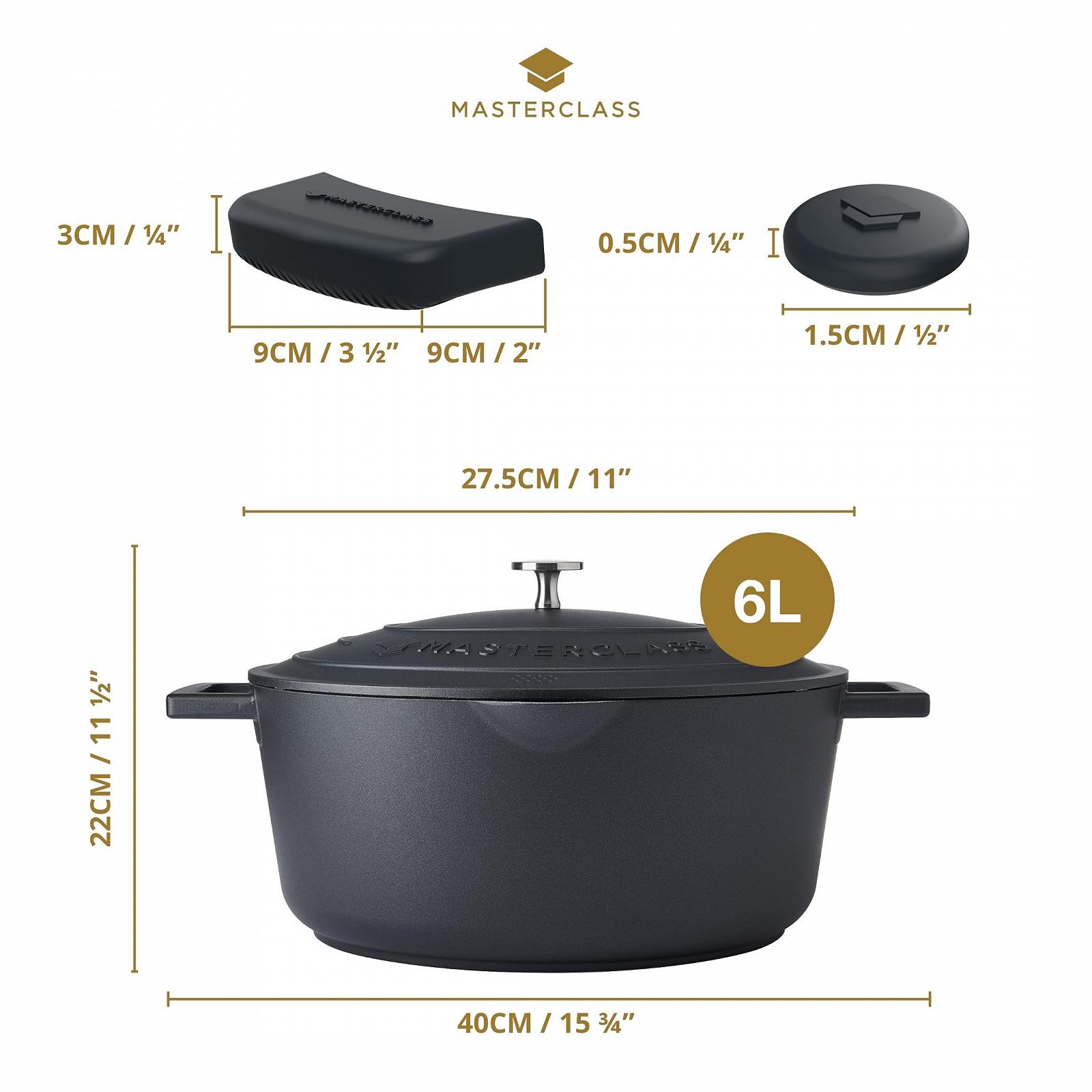 Гусятниця для запікання MasterClass овальна з литого алюмінію з кришкою 30 см 6 л чорний, фото №2