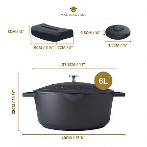 Гусятниця для запікання MasterClass овальна з литого алюмінію з кришкою 30 см 6 л чорний synthetic.ua - Фото 1