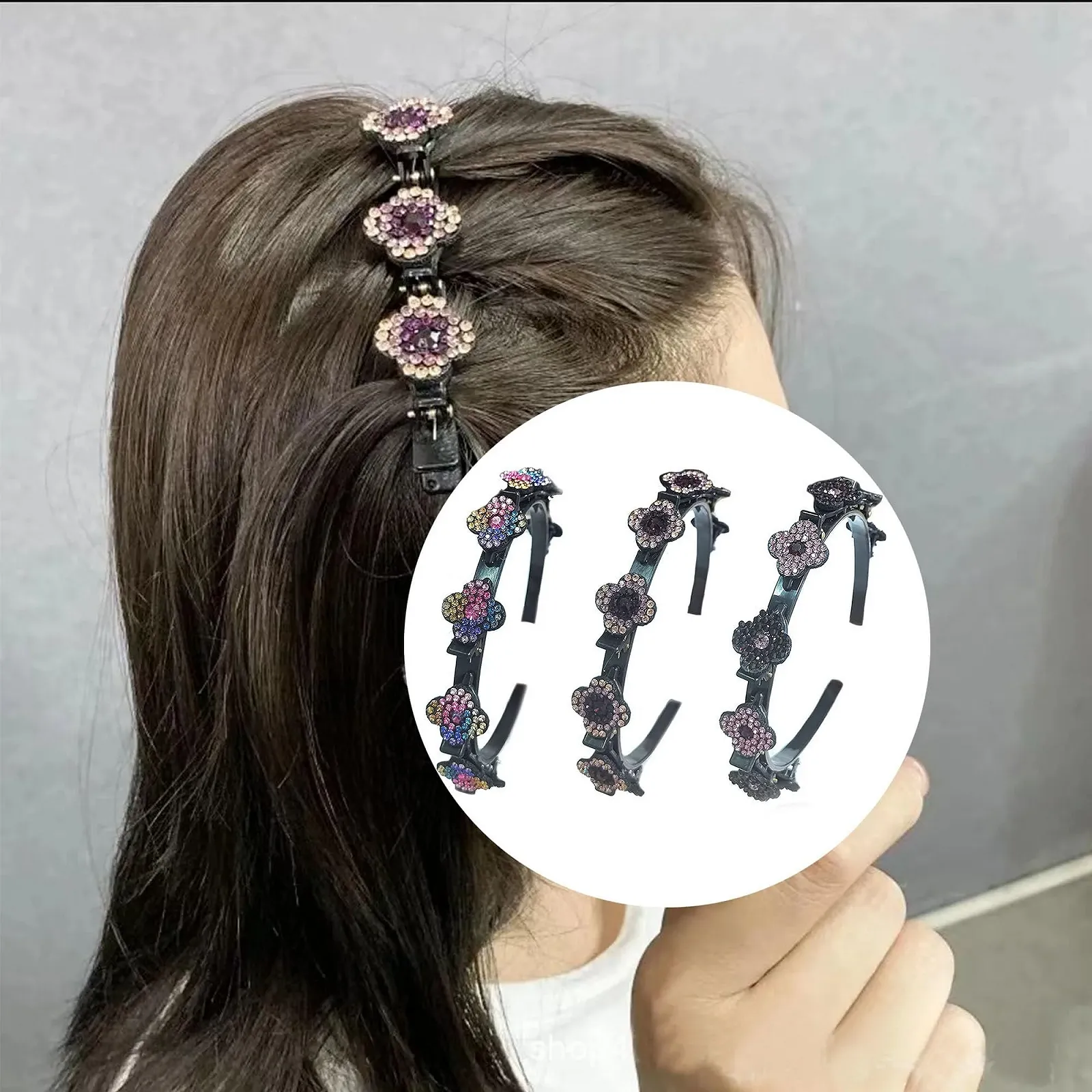 Обруч для волосся з кліпсами ZAHD, 3 шт., плетений, фото №6