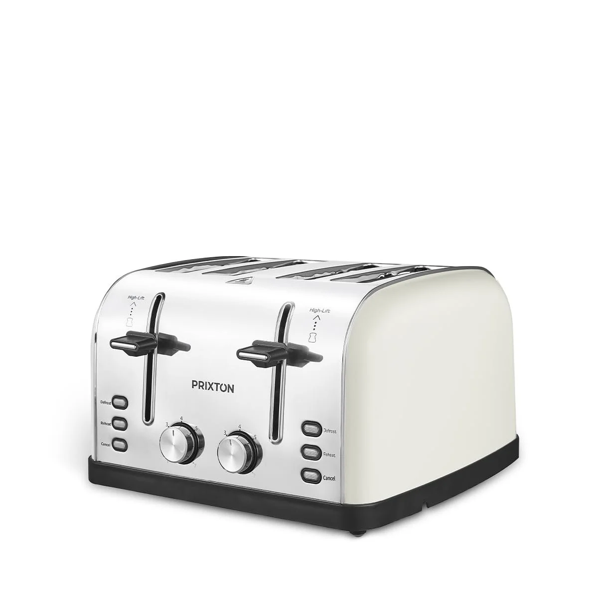 Тостер PRIXTON Bianca 4 скибочки 7 рівнів підсмажування Потужність 1900 Вт Довгий слот Нержавіюча сталь Функція розморожування Теплоізоляційний корпус Включає підставку для крихт, фото №2