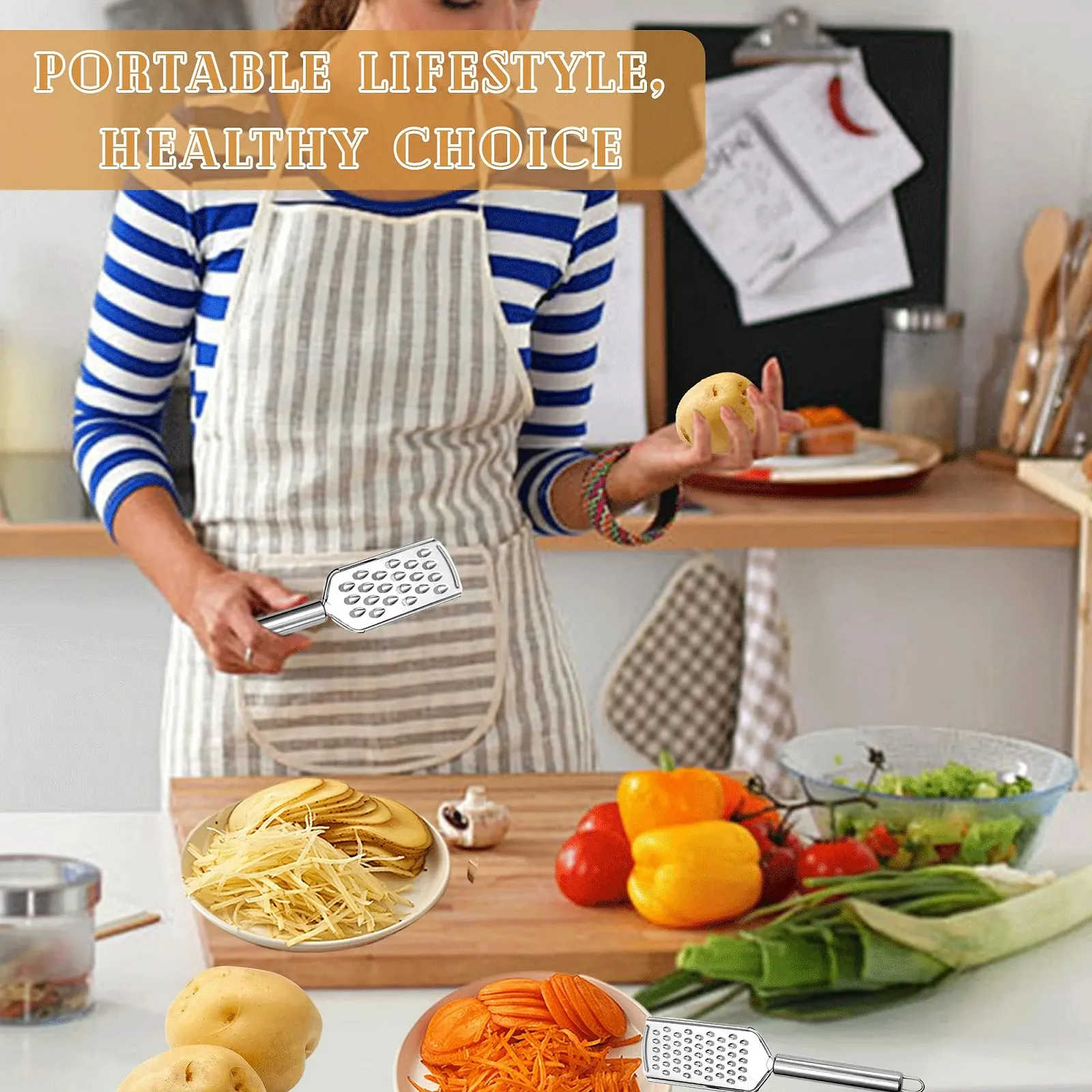 Міні-терка з нержавіючої сталі, 3 штуки, з різними розмірами отворів, фото №6