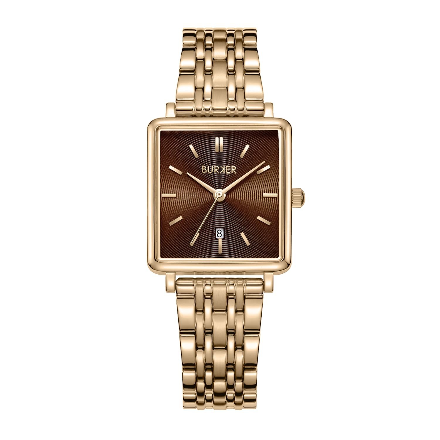 Женские часы BURKER Daisy Квадратные женские часы Браслет-цепочка Нержавеющая сталь Аналоговые Кварцевые 3 ATM Водонепроницаемые - 28 мм - Золотые Коричневые, фото №1 Женские часы BURKER Daisy Квадратные женские часы Браслет-цепочка Нержавеющая сталь Аналоговые Кварцевые 3 ATM Водонепроницаемые - 28 мм - Золотые Коричневые, фото №1