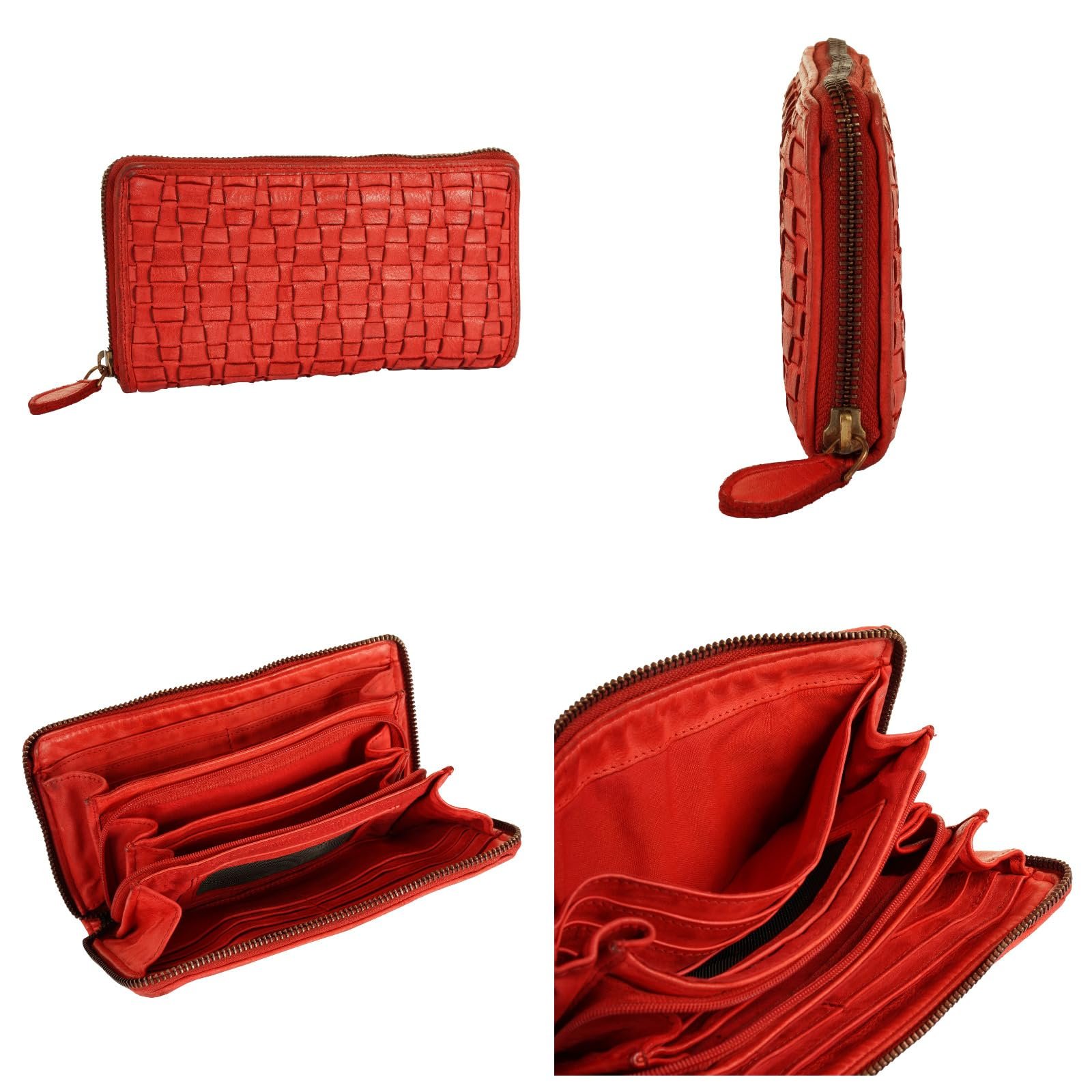 Кошелек Samantha Look Женский из кожи Натуральная Clever Division Braided Pattern Elegant Design 021406 Красный Стандартный размер Casual, фото №2