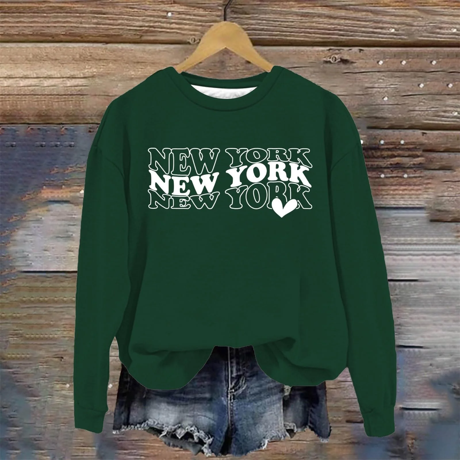 Женский Свитшот Lässige С принтом букв Модный Свободный крой Круглый вырез Аниме Осень Милый, фото №2