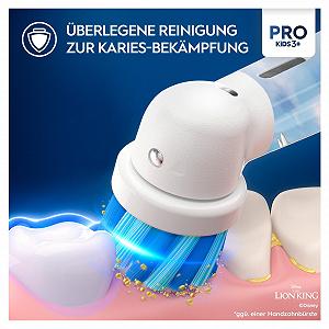 Електрична зубна щітка Oral-B Pro Kids Король Лев для дітей від 3 років, включаючи режим Sensitiv+, екстрам'яка щетина, 1 змінна щітка, 1 дорожній футляр, біло-червона synthetic.ua - Фото 1