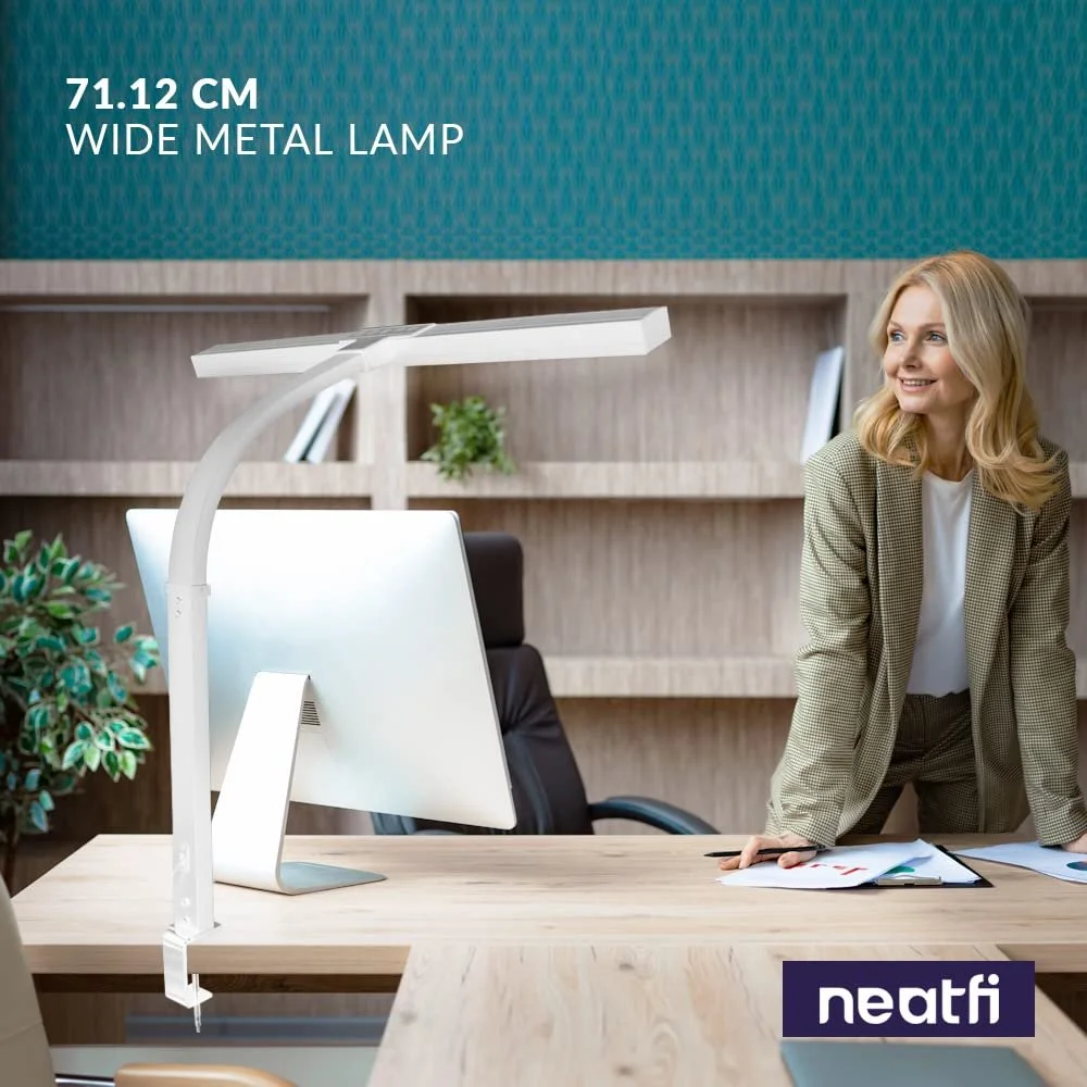 Настільна лампа Neatfi Slim Modern LED Із затискачем 3000 лм 3000K-6500K Регульована яскравість 5 рівнів яскравості 5 режимів 71 см Біла, фото №2