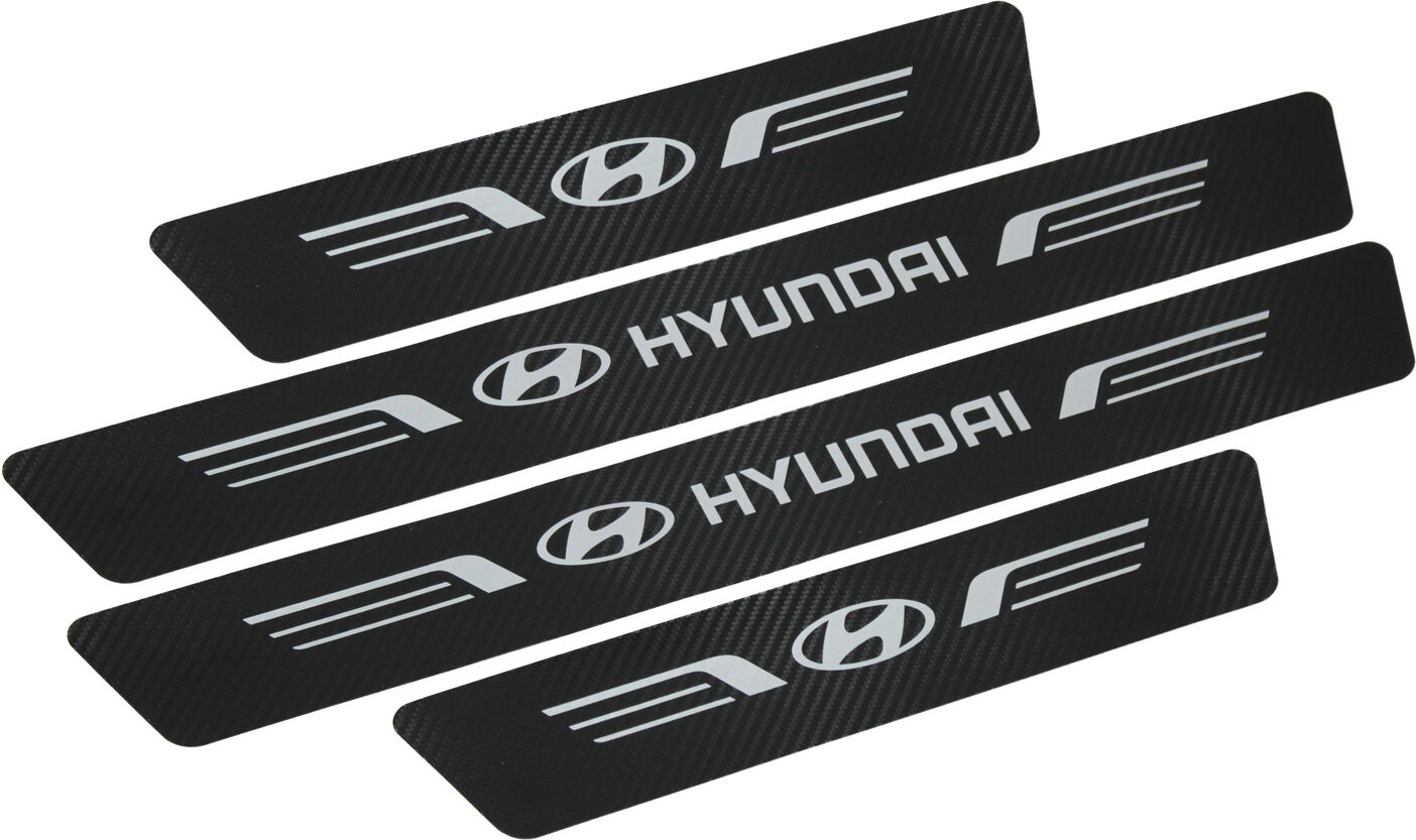 Наклейки на пороги карбон Hyundai кт 4шт 55х7 передні 35х7 задні 25-25, фото №1