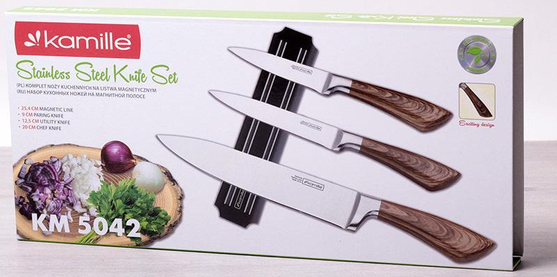 Набір 3 кухонні ножі Kamille Aubrieta на магнітній планці, фото №4 Набір 3 кухонні ножі Kamille Aubrieta на магнітній планці, фото №4