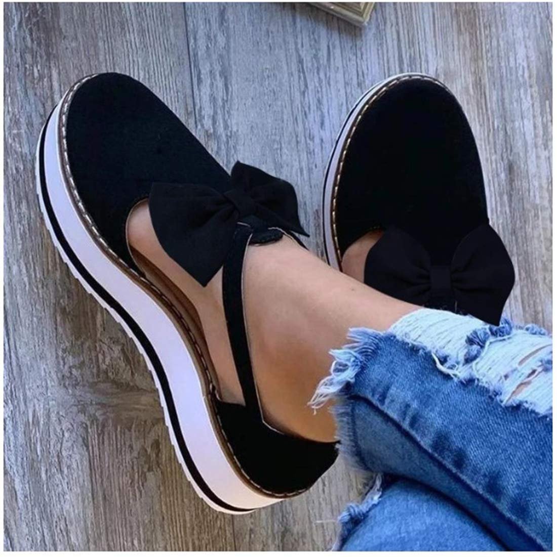 Жіночі плоскі сандалі Літні товсті на танкетці Baotou з бантом Закритий носок, фото №6 Жіночі плоскі сандалі Літні товсті на танкетці Baotou з бантом Закритий носок, фото №6