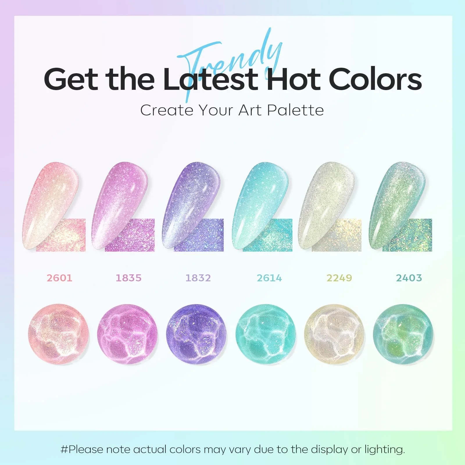 Гель-лак modelones Блискітки 6 кольорів, фото №2