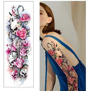 Временное тату на руку розы XL VT-015 Sky Flowers - Фото 1