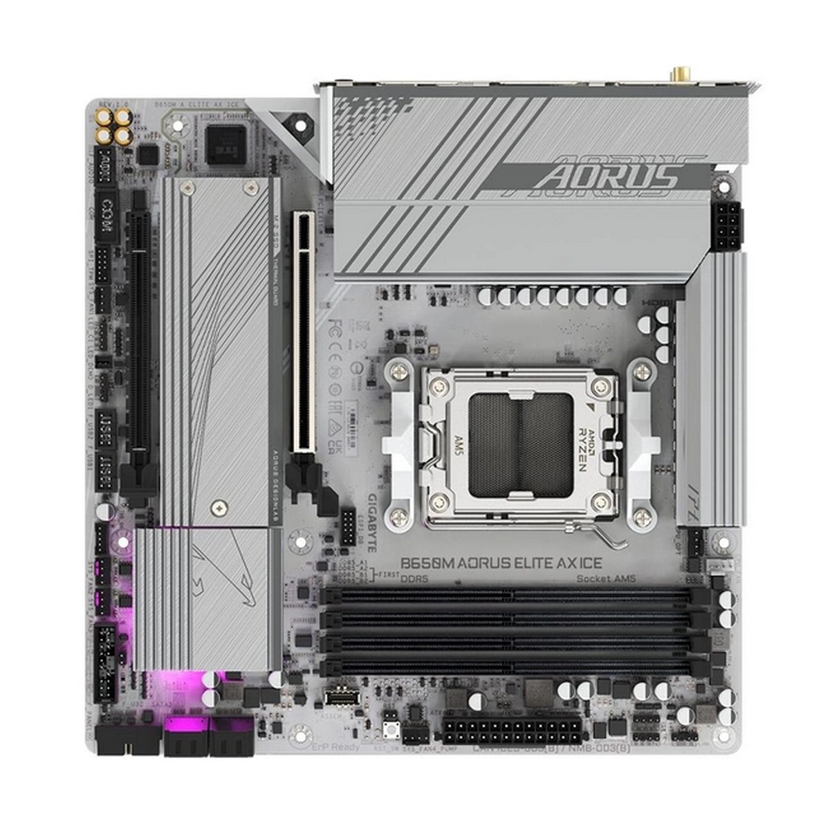 Матерінська плата Gigabyte B650 Aorus Elite AX Ice Socket AM5, фото №2 Матерінська плата Gigabyte B650 Aorus Elite AX Ice Socket AM5, фото №2