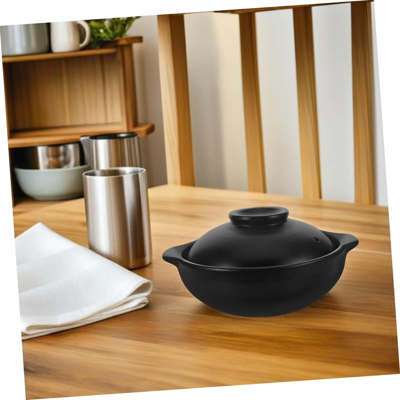 Кастрюля для запекания керамическая жаропрочная с крышкой большая для духовки и открытого огня, фото №7