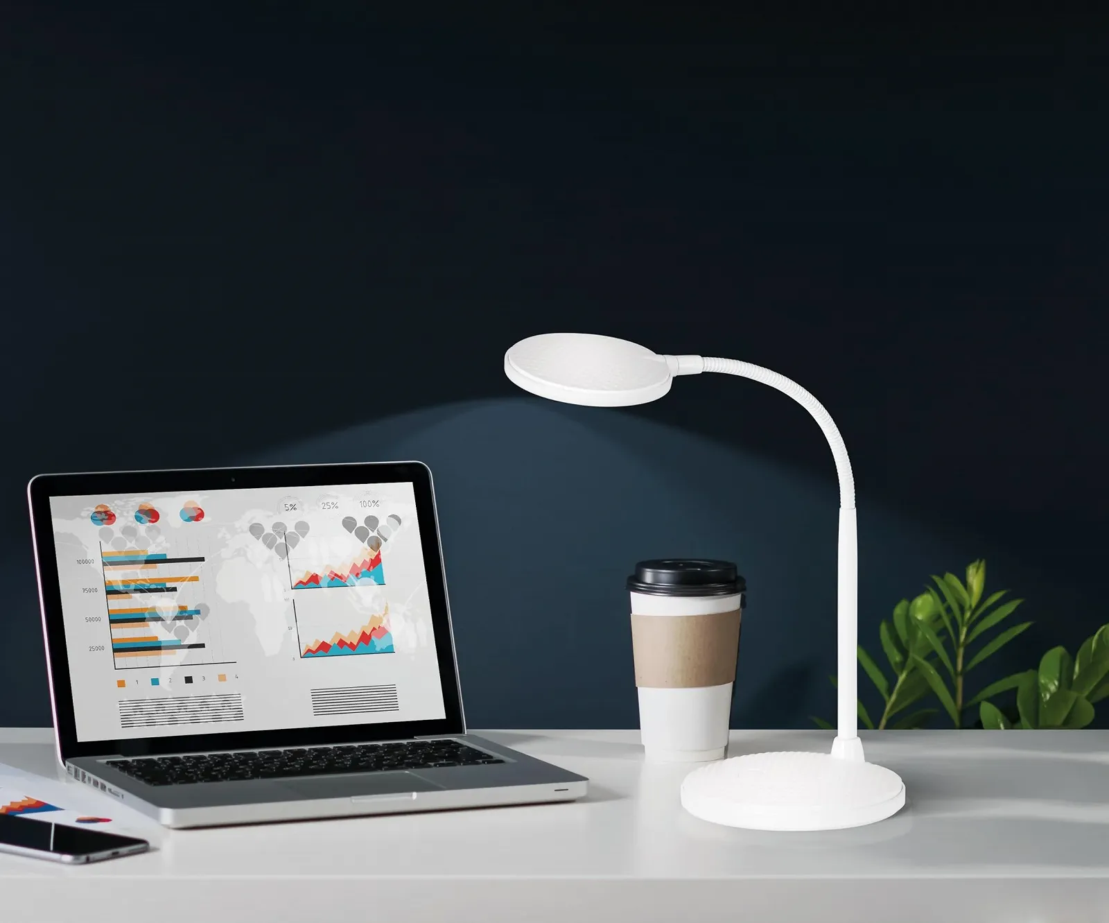 Настільна лампа Fischer & Honsel Work 50744 LED 4.5 Вт 36.5 см біла, фото №2