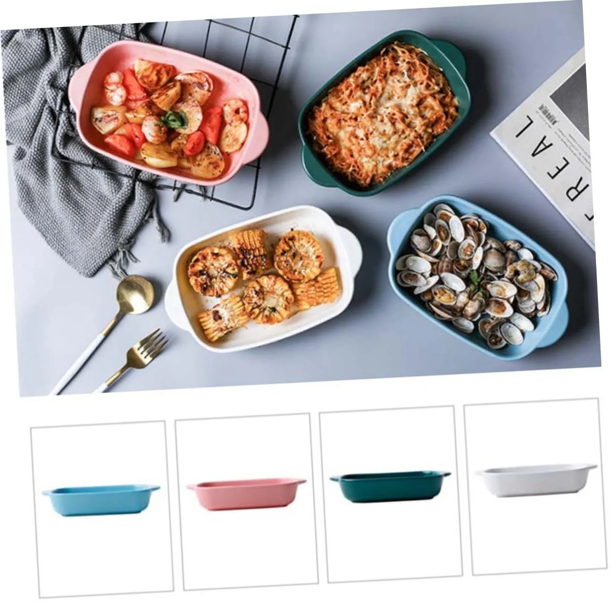 Форма для запекания BESTYASH керамическая прямоугольная термостойкая для микроволновой печи компактная, фото №7