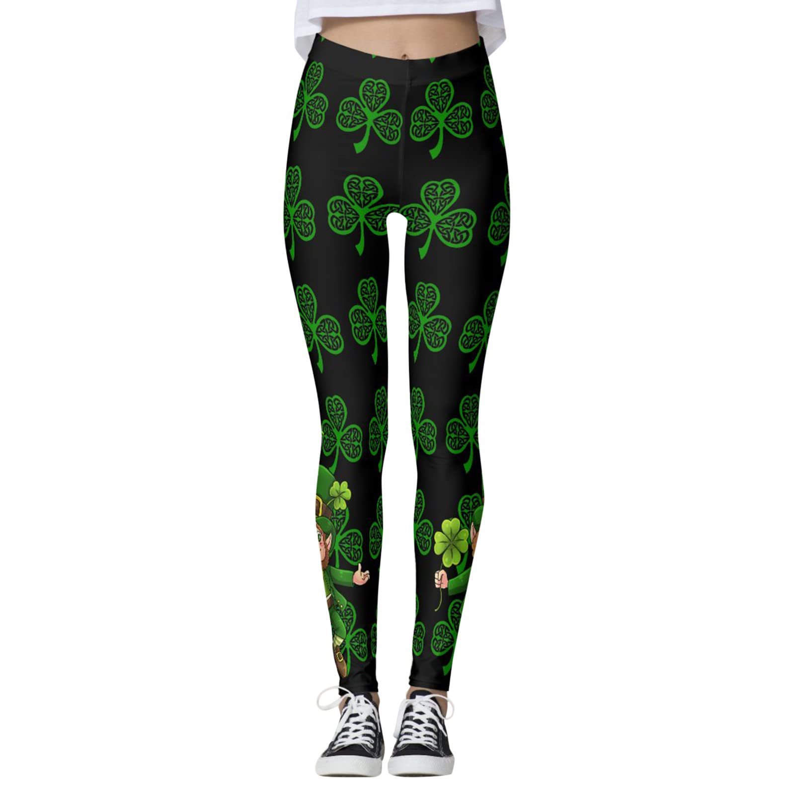 Легінси St Patrick's Day Paddystripes Lucky Для жінок, принт Shamrock, Для йоги, компресійні спортивні ірландські колготки Shamrock, безшовні, фото №1