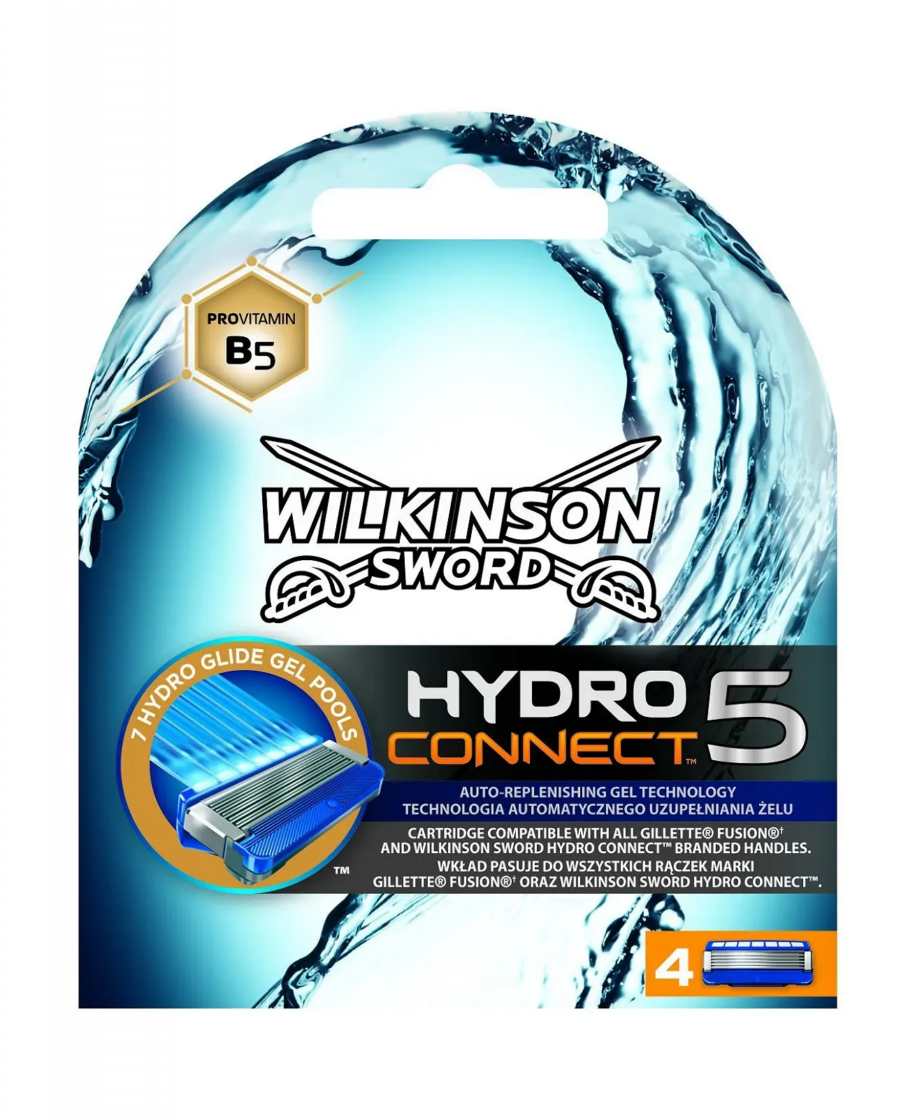 Сменные лезвия Wilkinson Sword Hydro 5 Connect 4 шт., фото №1
