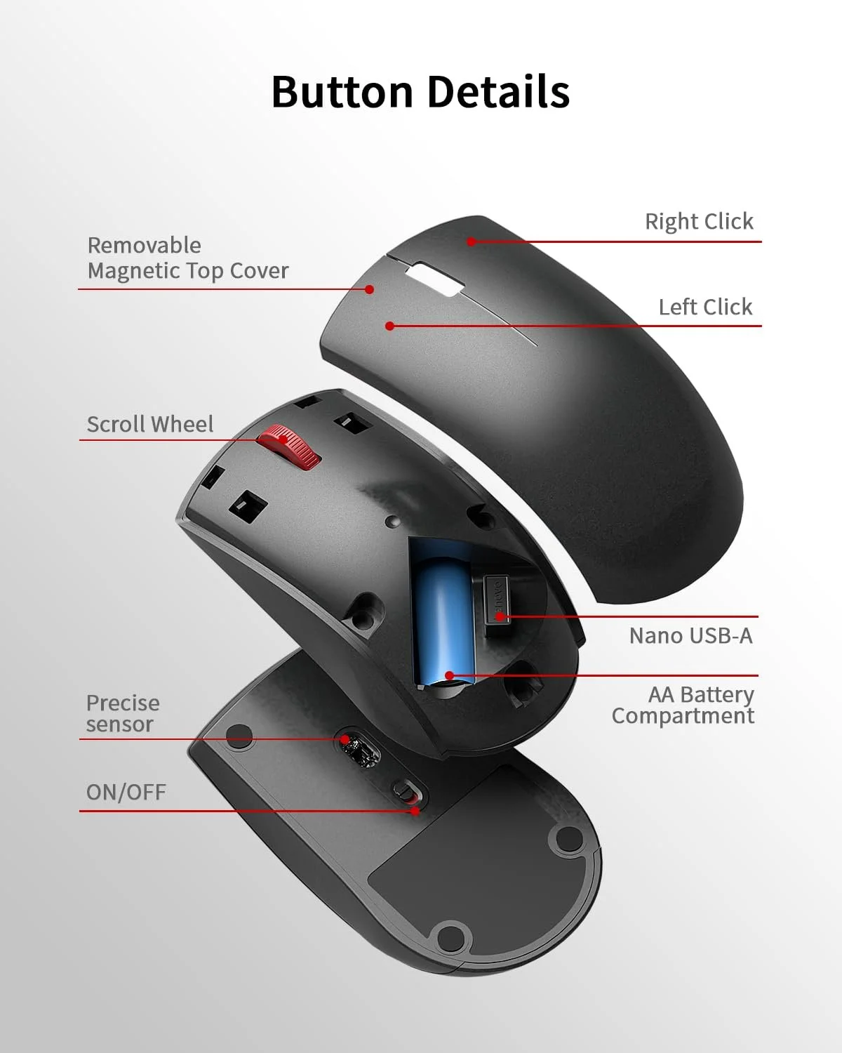 Мышь Bluetooth Lenovo WL150 Беспроводная 1000 DPI Эргономичная Черный, фото №7