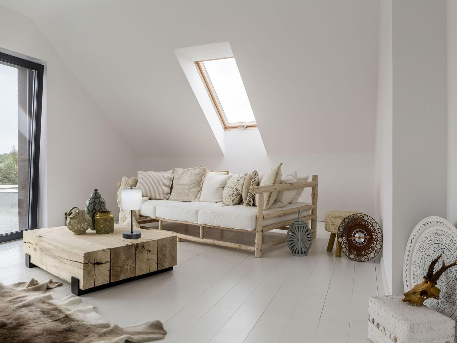 Настільна лампа RIVA Бездротова з сенсорним диммером Висота 34,5 см Чорна / Опалове скло, фото №7