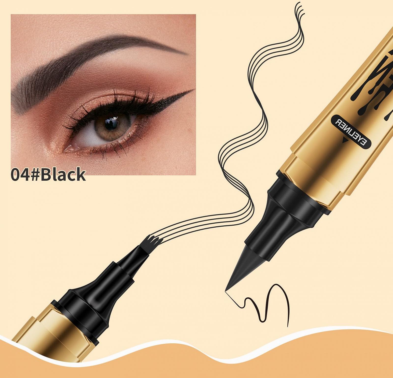 Карандаш для бровей Magic Dual Head 2 in 4 Liquid Waterproof Eyeliner Faux Wild Split (Светло-коричневый, 1), фото №6