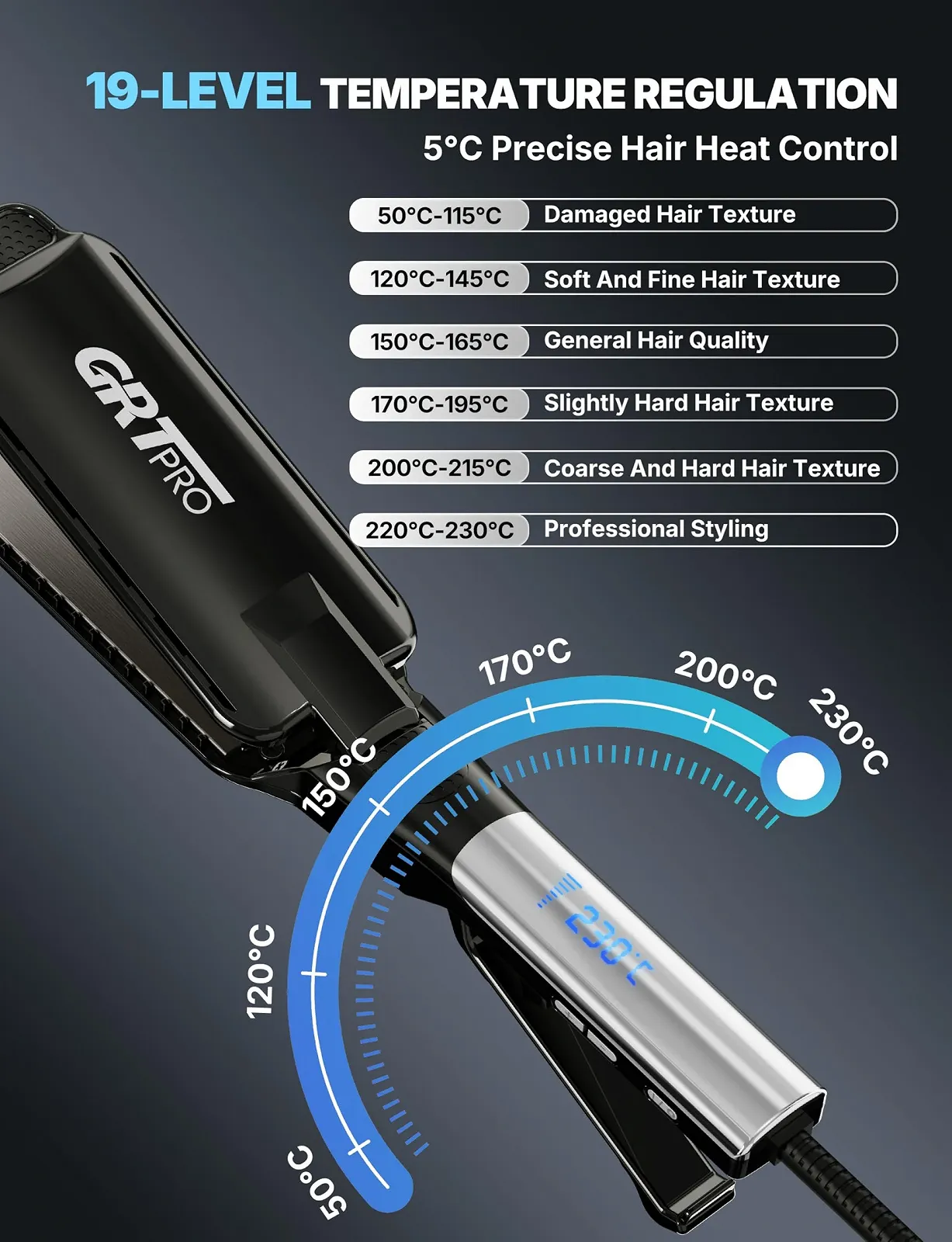 Выпрямитель Professional Styler Wide Extra 55 мм 19 уровней 50-230°C LCD, фото №6 Выпрямитель Professional Styler Wide Extra 55 мм 19 уровней 50-230°C LCD, фото №6