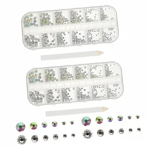 Стразы для ногтей Healvian 2 набора Бриллианты Стекло DIY Декоративный набор Бриллианты для ногтей Стразы Бриллианты для рукоделия Хрустальный набор 3D декор - Фото 1