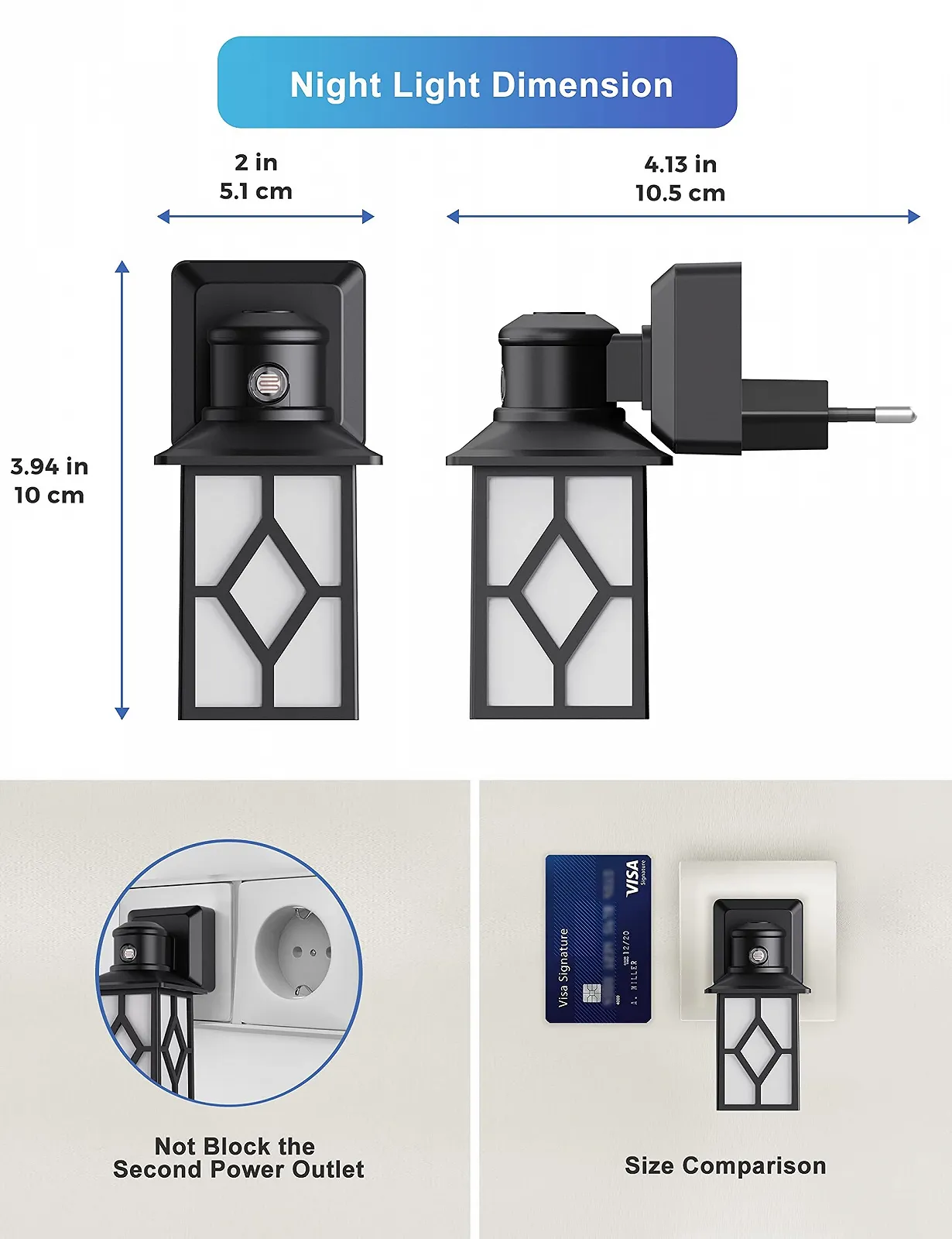 Світильник Emeritpro LED Нічник З Twilight Sensor 2 рівні яскравості 30LM/60LM 5000K Cool White Винтажний стиль Упаковка 2, фото №3