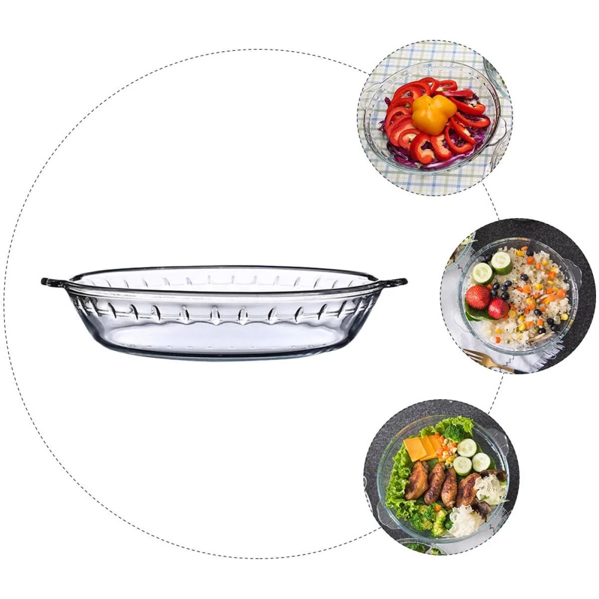 Противень BESPORTBLE из термостойкого закаленного стекла круглый прозрачный для микроволновой печи и духовки, фото №4
