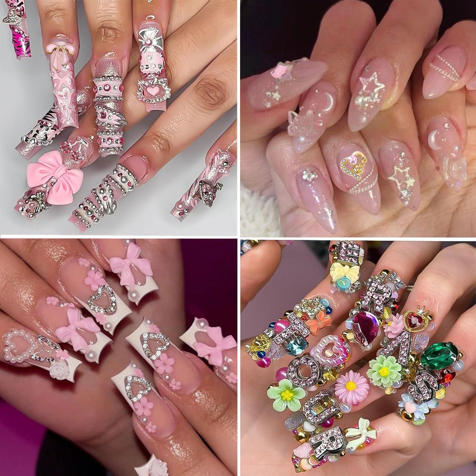 Набір прикрас для нігтів Прикраса для нігтів Серце Зірка Прикраса для нігтів Вишня 3D Alloy Y2K, фото №7