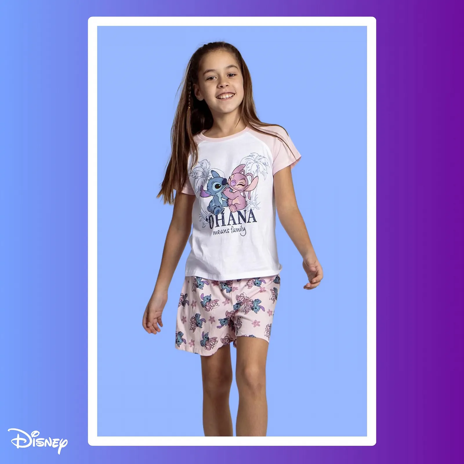 Комплект (футболка та шорти) Disney Stitch для дівчат, м'який бавовняний, фото №4 Комплект (футболка та шорти) Disney Stitch для дівчат, м'який бавовняний, фото №4